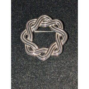 Vintage Monet Silver-Tone Interwoven Circle Brooch Pin